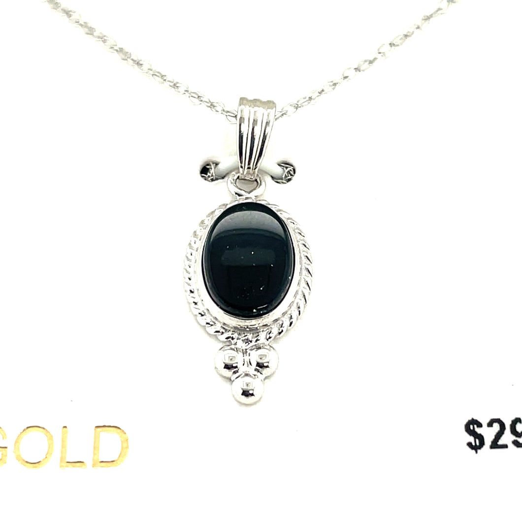 White Gold and Onyx Necklace