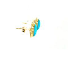 Load image into Gallery viewer, Gold and Turquoise Post Earrings
