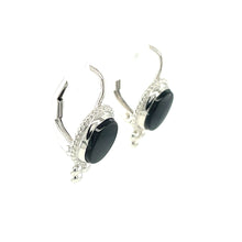 Load image into Gallery viewer, White Gold Onyx Earrings
