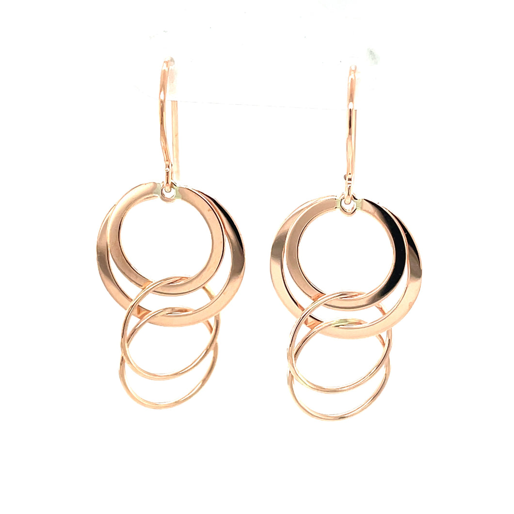 Rose Gold Dangling Circle Earrings