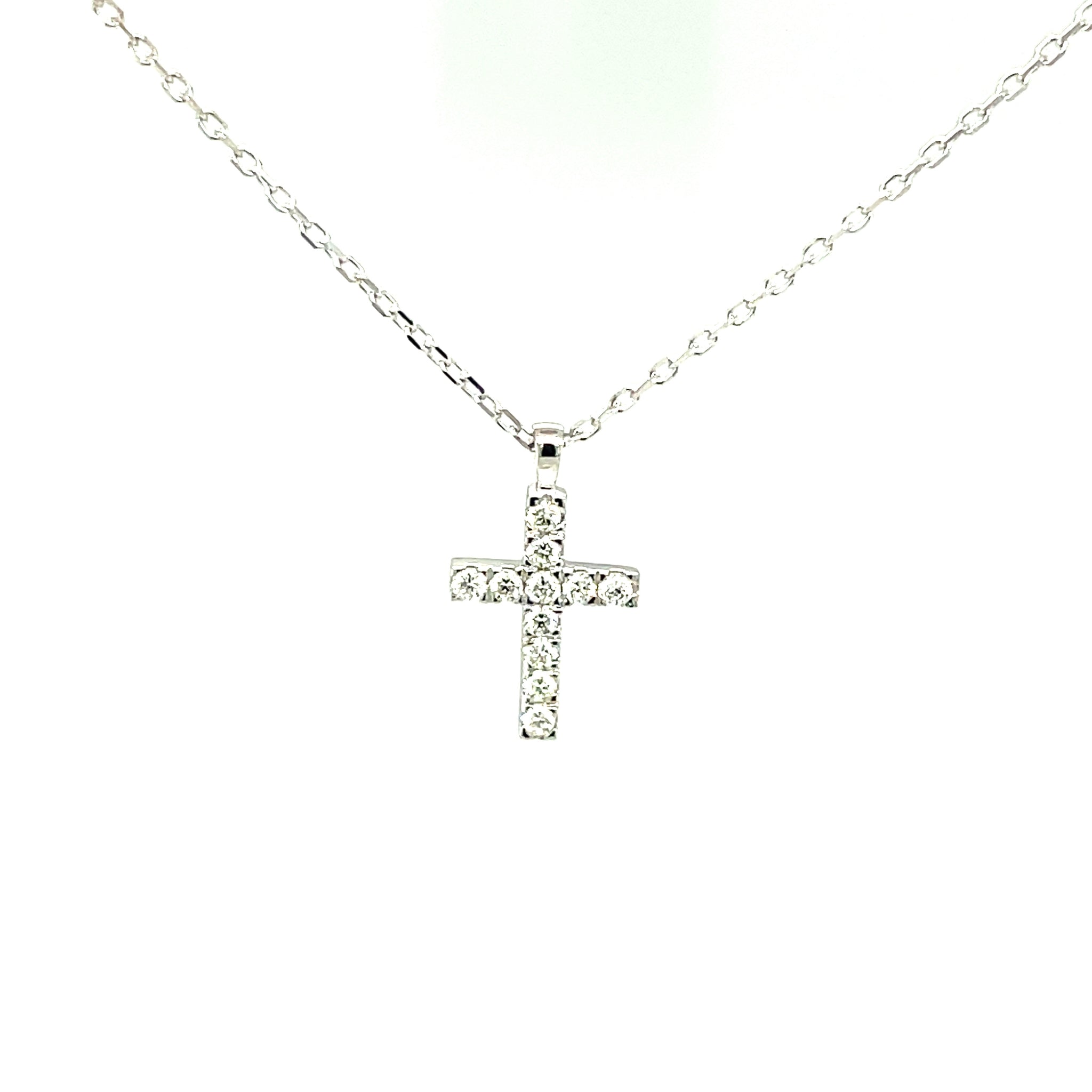 14K Gold Tiny Diamond Cross Necklace