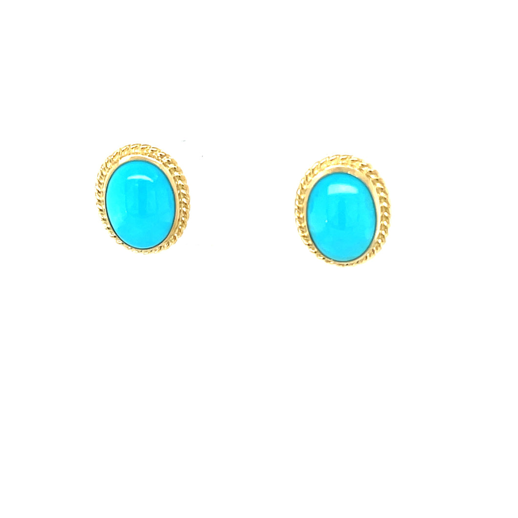 Gold and Turquoise Post Earrings